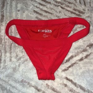 Frankie’s Bikinis Cole ribbed top and bottoms in red